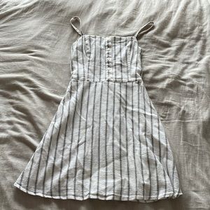 Hollis yet mini summer dress in size small, color is white with grey stripes